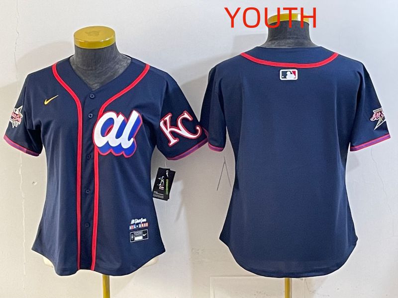 Youth 2025 Kansas City Royals Blank Drak Blue All star Nike MLB Jersey style 01